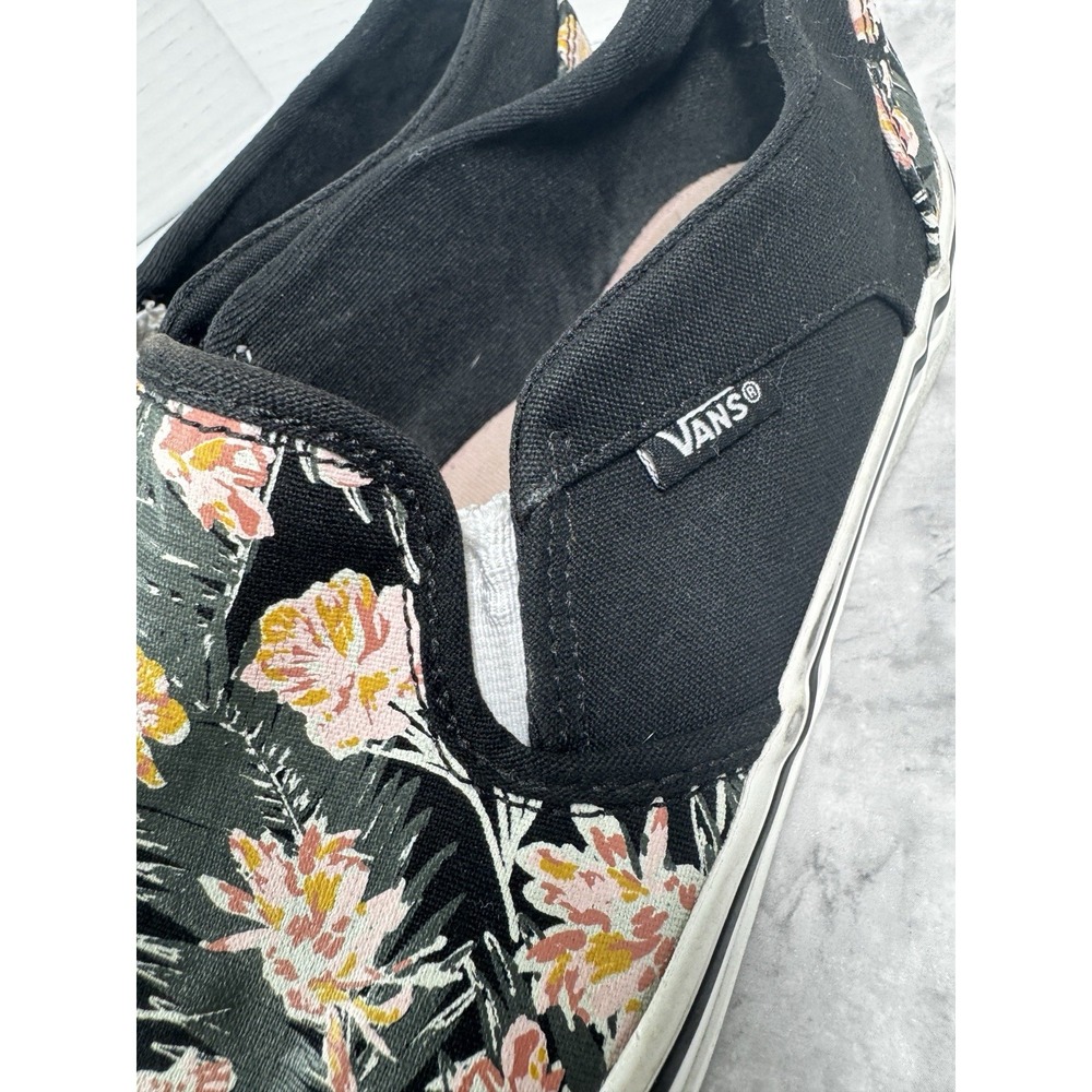 Vans Slip On Asher Floral Print Sneakers Womens Size 10 Casual Canvas Shoes - Picture 8 of 10